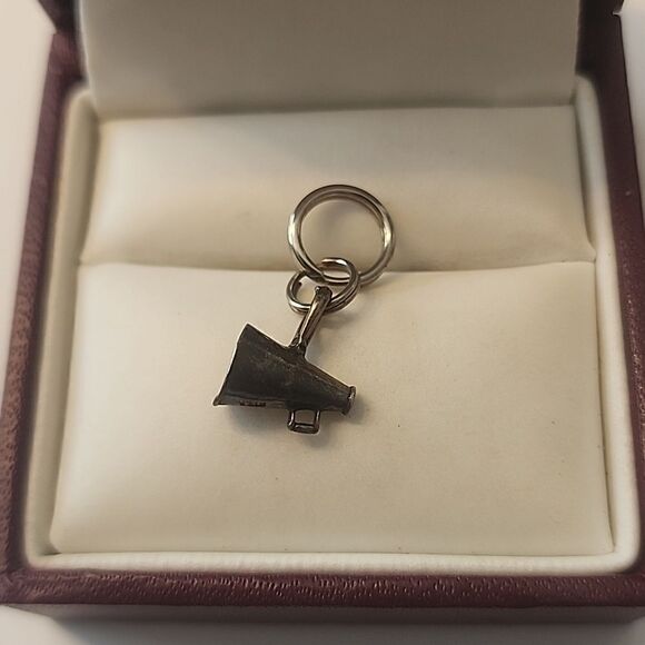 Cheerleader Charm Megaphone Sterling Silver 925 Teen Womens Girl Jewelry Pendant - Picture 2 of 6